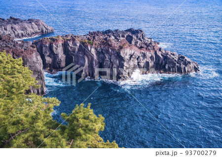 （静岡県）東伊豆・城ヶ崎海岸の青い海 93700279