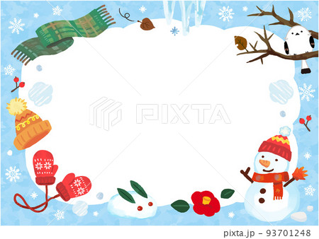 かわいい手描き風のポカポカの冬(青) かわいい手描き風のポカポカの冬(青) 93701248