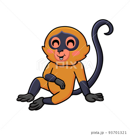 Cute spider monkey cartoon sitting のイラスト素材 [93701321] - PIXTA