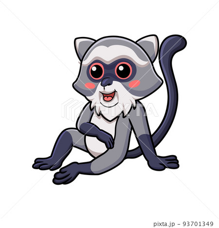 Cute samango monkey cartoon sitting	 93701349