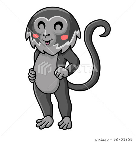 Cute black spider monkey cartoon standing Cute black spider monkey cartoon standing 93701359