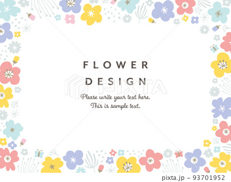 手書きのフラワーフレーム 手書きのフラワーフレーム 93701952