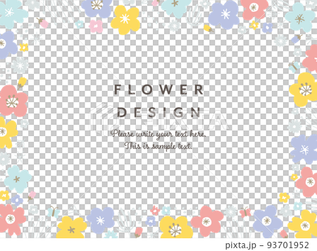 手書きのフラワーフレーム 手書きのフラワーフレーム 93701952