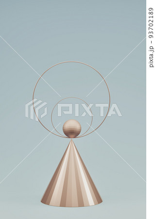 glowing metallic geometric shapes on light blue background, 3d render 93702189
