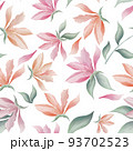 Magnolia flowers and leaves seamless pattern 93702523