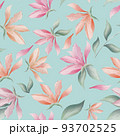 Magnolia flowers and leaves seamless pattern 93702525