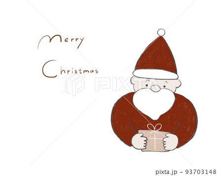 プレゼントを持ったサンタさんが描かれたレトロなクリスマスマスカードのイラスト素材 [93703148] - PIXTA