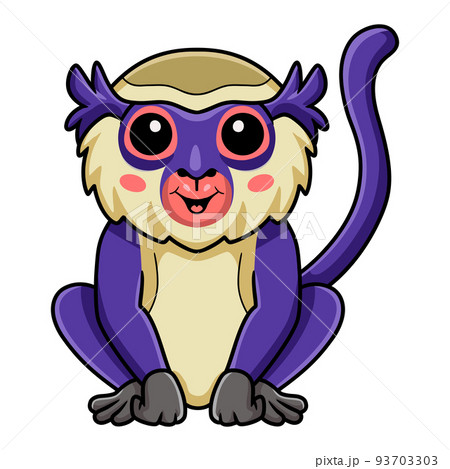 Cute mona monkey cartoon sitting	 93703303