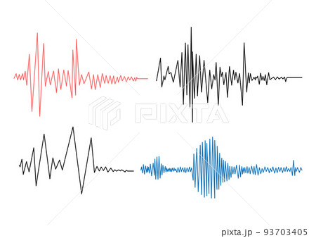 Earthquake seismogram waves or lie detector diagram set vector illustration. Earthquake seismogram waves or lie detector diagram set vector illustration. 93703405