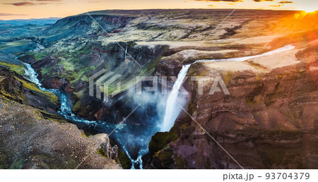 Majestic Haifoss waterfall in central of highlands on summer at southern of Iceland 93704379