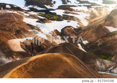 Scenery of Kerlingarfjoll mountain range on geothermal area and Hveradalir trail located in central icelandic highlands on summer at Iceland 93704506