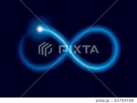 無限 ダークな空間にブルーに輝く光の軌跡 ∞ 無限 ダークな空間にブルーに輝く光の軌跡 ∞ 93704508