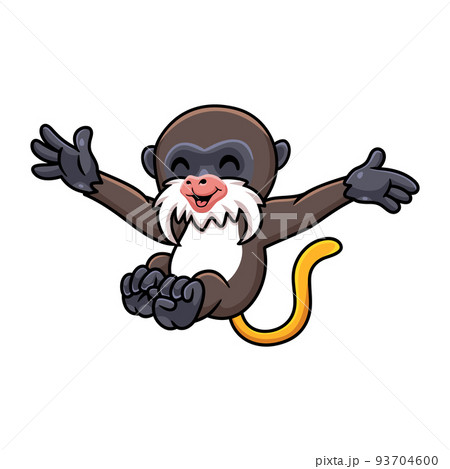 Cute little tamarin monkey cartoon posing	 93704600