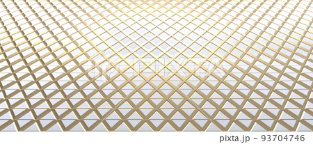 White and gold tiled triangular abstract texture background. Extruded triangles surface. 3d render. White and gold tiled triangular abstract texture background. Extruded triangles surface. 3d render. 93704746