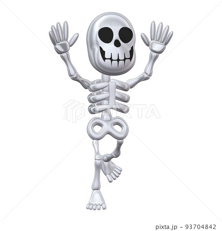 ハロウィンのイラスト素材 ユーモラスなガイコツ 銀色(1_2) ハロウィンのイラスト素材 ユーモラスなガイコツ 銀色(1_2) 93704842