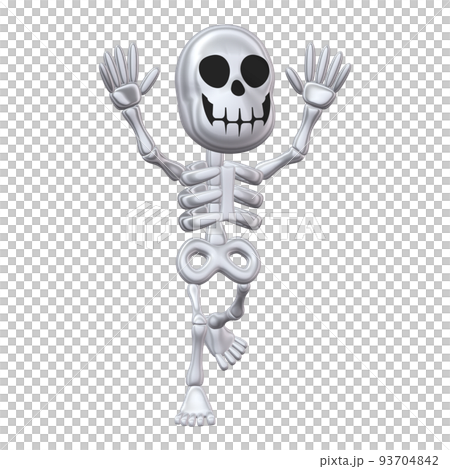 ハロウィンのイラスト素材 ユーモラスなガイコツ 銀色(1_2) ハロウィンのイラスト素材 ユーモラスなガイコツ 銀色(1_2) 93704842