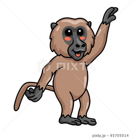 Cute little baboon monkey cartoon standing Cute little baboon monkey cartoon standing 93705014
