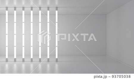 White room with vertical tube neon lights. 3d rendering. White room with vertical tube neon lights. 3d rendering. 93705038
