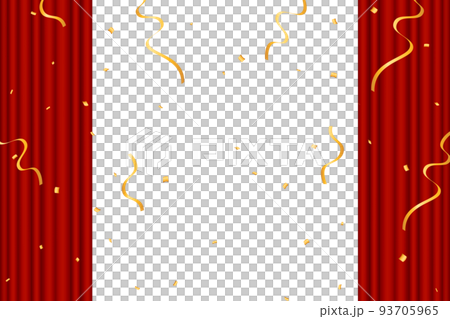 Red curtain stage with confetti Red curtain stage with confetti 93705965