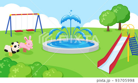 公園の風景のイラスト_16:9 93705998