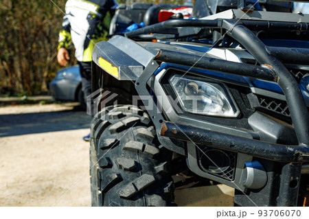 Details of Atv quad bike close up Details of Atv quad bike close up 93706070