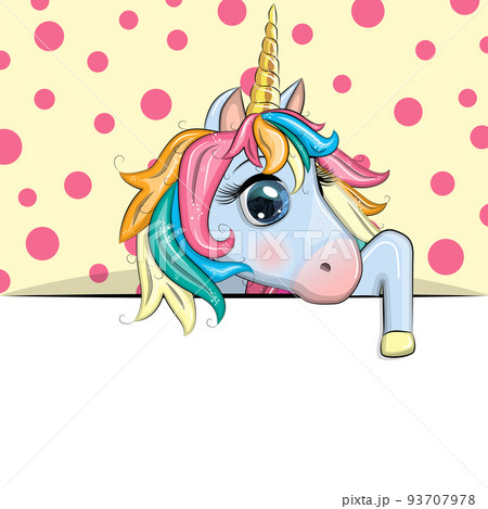 Greeting card cute cartoon animal holding a poster with place for text Greeting card cute cartoon animal holding a poster with place for text 93707978