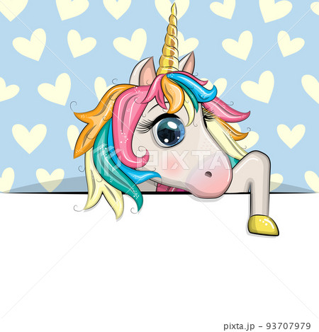 Greeting card cute cartoon animal holding a poster with place for text Greeting card cute cartoon animal holding a poster with place for text 93707979