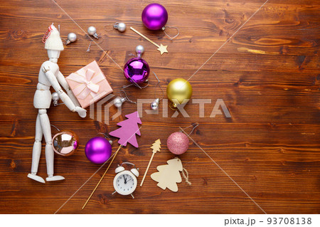 Gifts for the new year. The theme of the winter Christmas holiday. Happy New Year. Flat lay. Copy space Gifts for the new year. The theme of the winter Christmas holiday. Happy New Year. Flat lay. Copy space 93708138