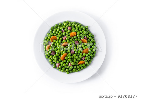 Green peas with serrano ham and carrot Green peas with serrano ham and carrot 93708377