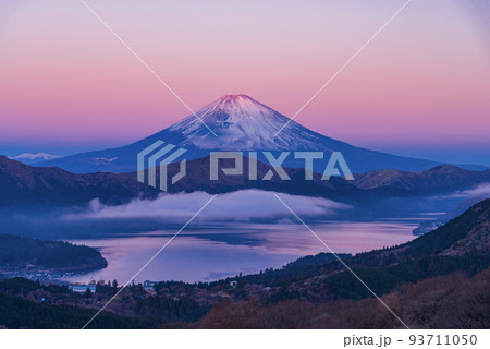 （神奈川県）箱根大観山から望む、富士山の夜明け 93711050