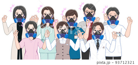 ガスマスクを付けた医療関係者 93712321