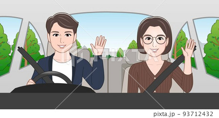 夫婦でドライブする様子 93712432