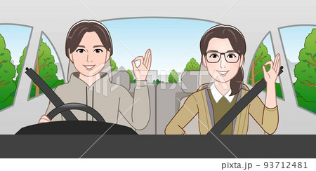 夫婦でドライブする様子 93712481