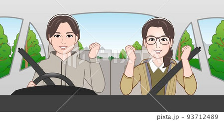 夫婦でドライブする様子 夫婦でドライブする様子 93712489