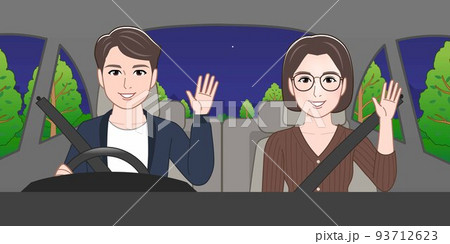 夜間に男女で車に乗っている 93712623