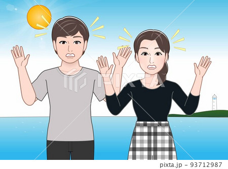 夏の海で男女 93712987