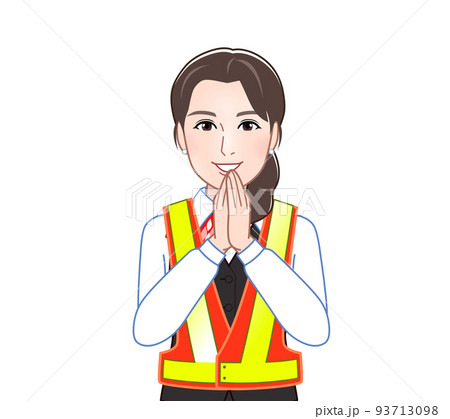 安全ベストをした制服の女性 93713098