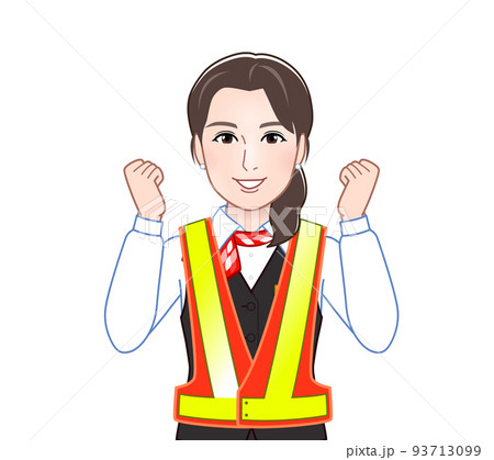 安全ベストをした制服の女性 93713099
