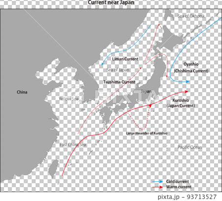 Current map of the sea near Japan, Kuroshio, Oyashio, English version 93713527