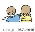 手すりを持っている後ろ姿の子供たち 93714046
