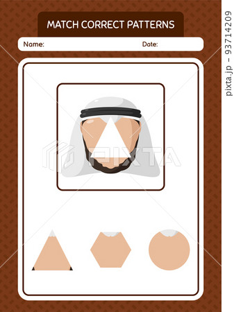 Match pattern game with arabian. worksheet for preschool kids, kids activity sheet Match pattern game with arabian. worksheet for preschool kids, kids activity sheet 93714209