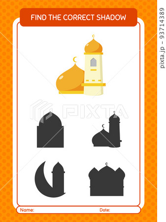 Find the correct shadows game with mosque....のイラスト素材 [93714389] - PIXTA