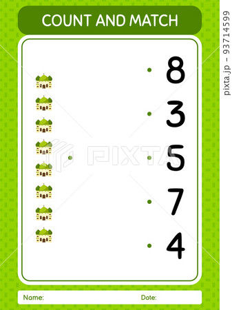 Count and match game with mosque. worksheet for preschool kids, kids activity sheet Count and match game with mosque. worksheet for preschool kids, kids activity sheet 93714599