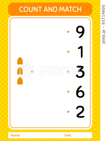 Count and match game with mosque. worksheet for preschool kids, kids activity sheet Count and match game with mosque. worksheet for preschool kids, kids activity sheet 93714600