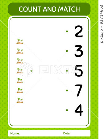 Count and match game with oasis. worksheet for preschool kids, kids activity sheet Count and match game with oasis. worksheet for preschool kids, kids activity sheet 93714603