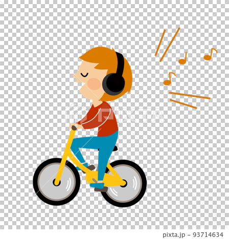 一邊聽音樂一邊騎自行車的男人 93714634