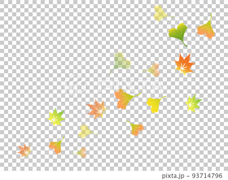 舞い散るカラフルな落葉(紅葉・イチョウ)の背景イラスト素材 舞い散るカラフルな落葉(紅葉・イチョウ)の背景イラスト素材 93714796