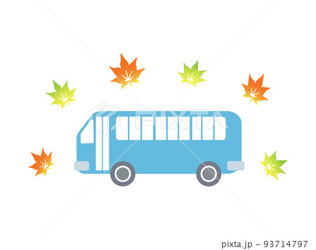 紅葉に囲まれたシンプルなバス(横向き)のイラスト素材 紅葉に囲まれたシンプルなバス(横向き)のイラスト素材 93714797