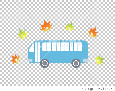 紅葉に囲まれたシンプルなバス(横向き)のイラスト素材 紅葉に囲まれたシンプルなバス(横向き)のイラスト素材 93714797
