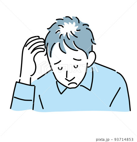 薄毛が気になって落ち込む男性 93714853